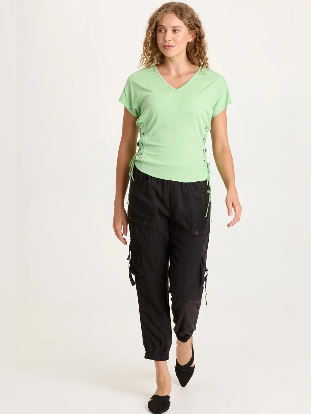 XCVI
SANDRO JERSEY LACE-UP TOP
 In Early Spring - Picture 6 of 6